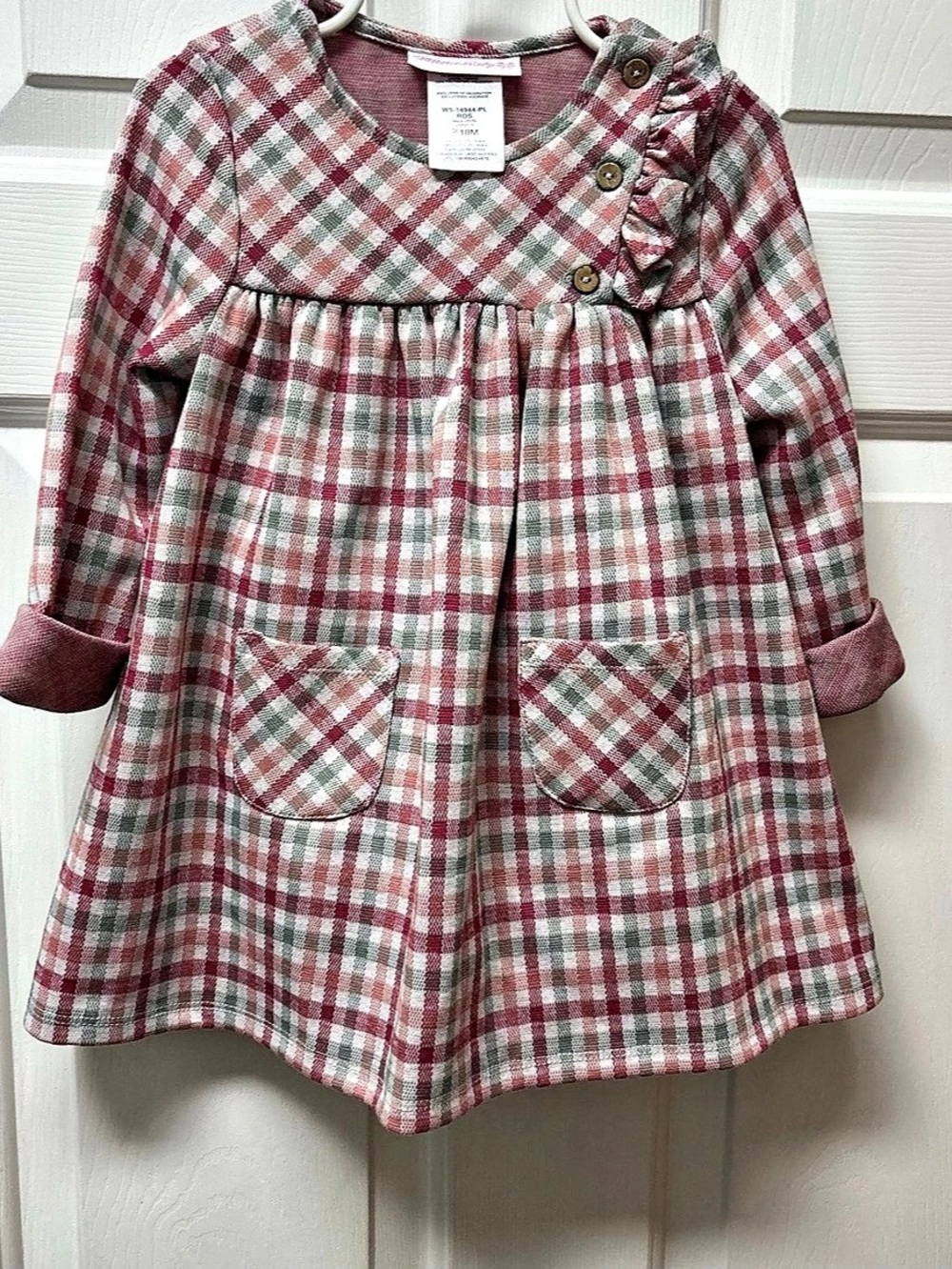 Bonnie Jean Bonnie Baby plaid dress Plaid Dress Pink & Green Baby 18M Like New